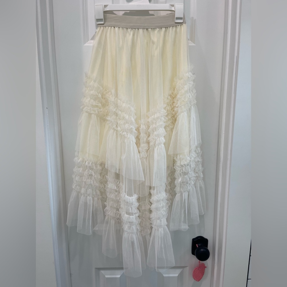 Elegant Cream Ruffled Skirt